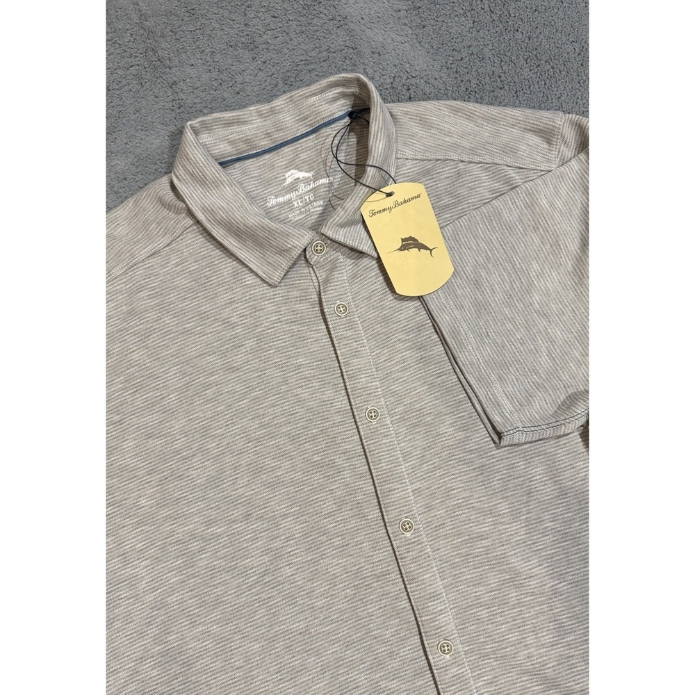 Tommy Bahama Men's XL Short Sleeve Button Up Shirt Tencel Blend Heather Gray